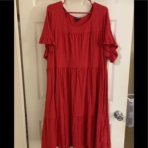 Torrid Red Jersey Tiered Hem Dress